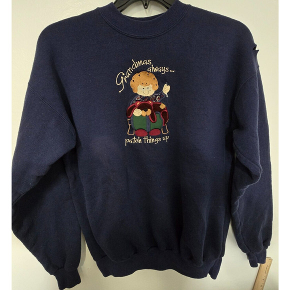 MC Energy Sportswear VTG Grandmans always patch‎ things up Size XL Sweater Blue - Picture 1 of 11